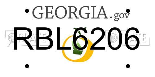 RBL6206 Georgia License Plate