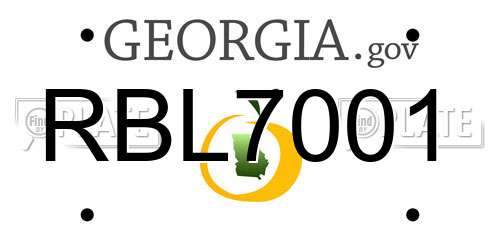 RBL7001 Georgia License Plate