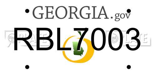RBL7003 Georgia License Plate