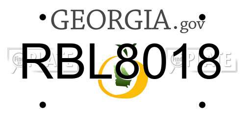 RBL8018 Georgia License Plate