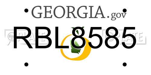 RBL8585 Georgia License Plate