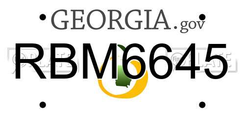 RBM6645 Georgia License Plate