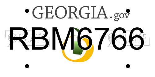 RBM6766 Georgia License Plate