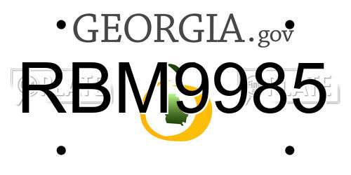 RBM9985 Georgia License Plate