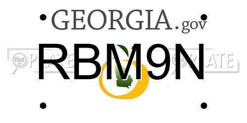 RBM9N Georgia License Plate