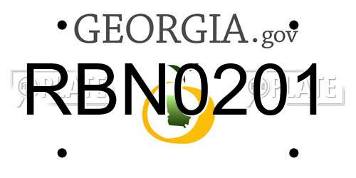 RBN0201 Georgia License Plate
