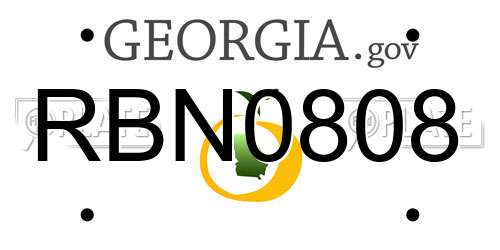 RBN0808 Georgia License Plate