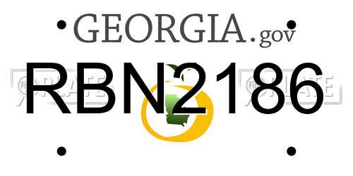 RBN2186 Georgia License Plate