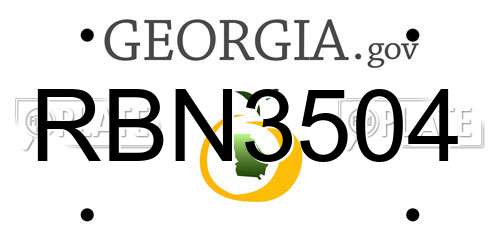 RBN3504 Georgia License Plate