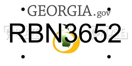 RBN3652 Georgia License Plate