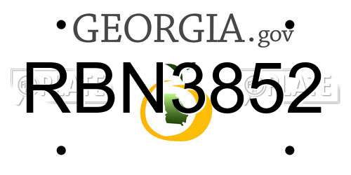 RBN3852 Georgia License Plate