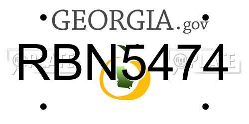 RBN5474 Georgia License Plate