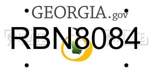 RBN8084 Georgia License Plate