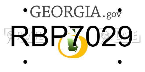 RBP7029 Georgia License Plate