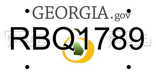 RBQ1789 Georgia License Plate