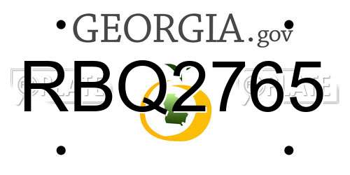 RBQ2765 Georgia License Plate