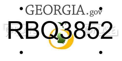 RBQ3852 Georgia License Plate