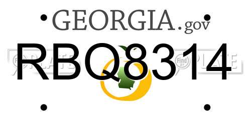RBQ8314 Georgia License Plate