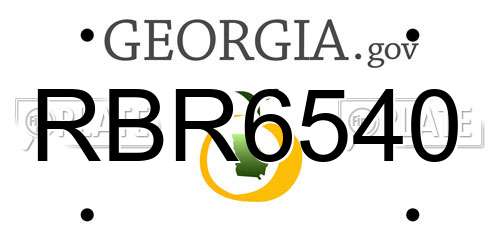 RBR6540 Georgia License Plate