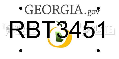 RBT3451 Georgia License Plate