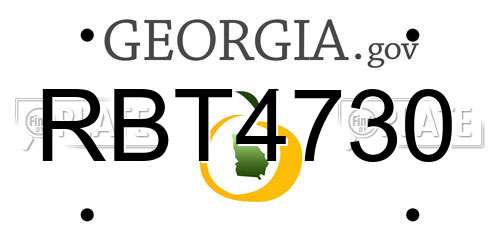 RBT4730 Georgia License Plate