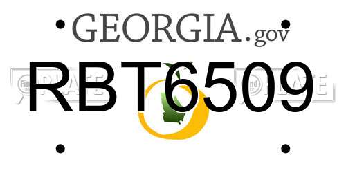 RBT6509 Georgia License Plate