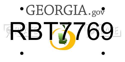 RBT7769 Georgia License Plate