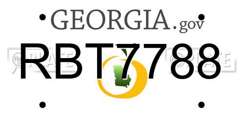 RBT7788 Georgia License Plate