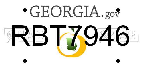 RBT7946 Georgia License Plate
