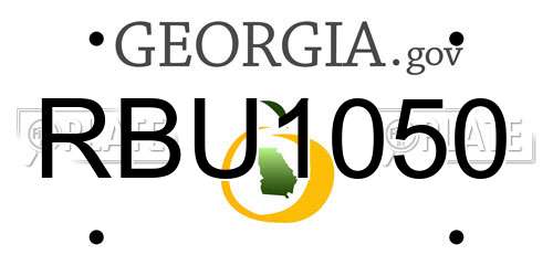 RBU1050 Georgia License Plate
