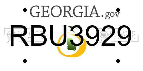 RBU3929 Georgia License Plate