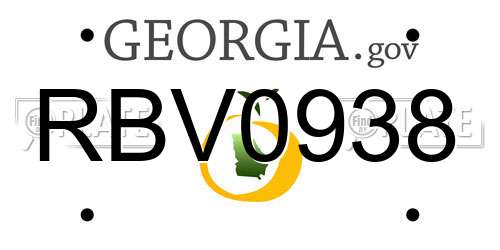 RBV0938 Georgia License Plate