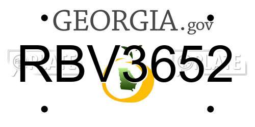 RBV3652 Georgia License Plate