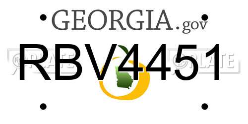RBV4451 Georgia License Plate