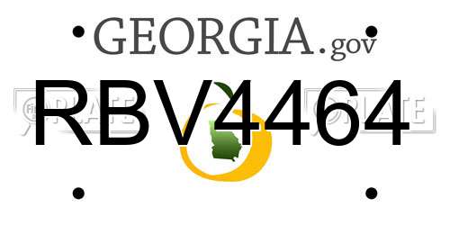 RBV4464 Georgia License Plate
