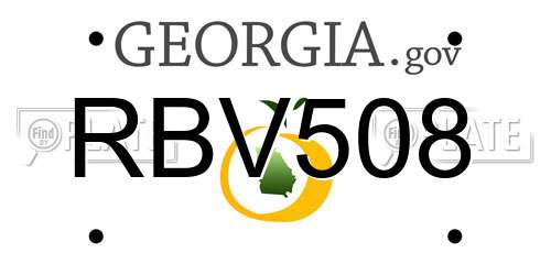 RBV508 Georgia License Plate