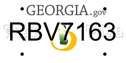 RBV7163 Georgia License Plate