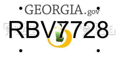 RBV7728 Georgia License Plate