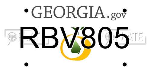 RBV805 Georgia License Plate