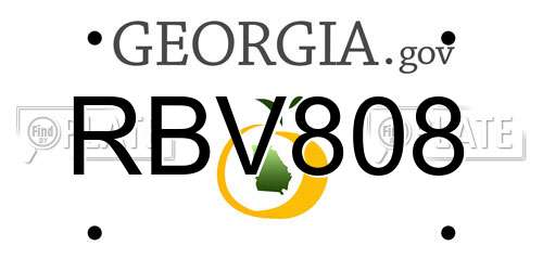 RBV808 Georgia License Plate