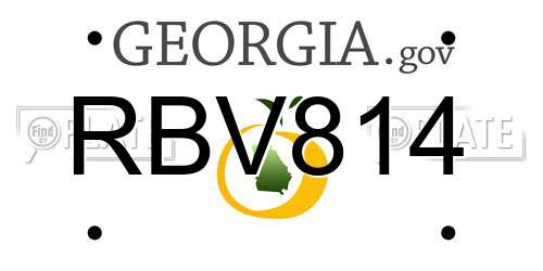 RBV814 Georgia License Plate