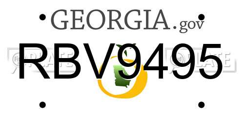 RBV9495 Georgia License Plate