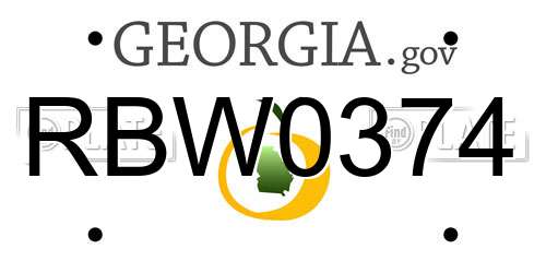 RBW0374 Georgia License Plate
