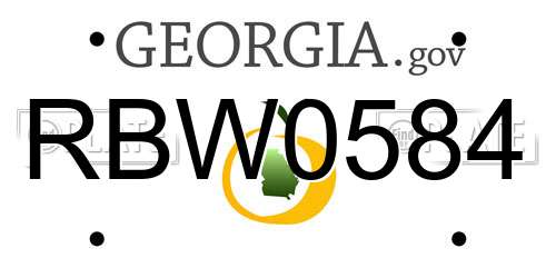 RBW0584 Georgia License Plate