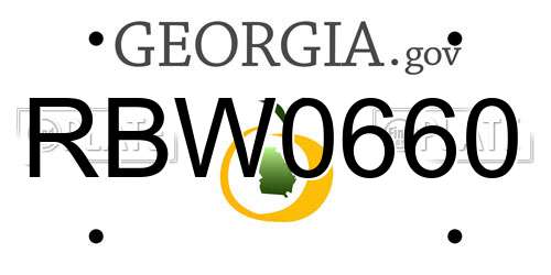 RBW0660 Georgia License Plate