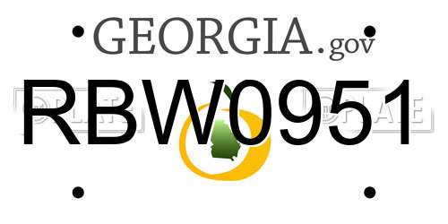 RBW0951 Georgia License Plate