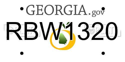 RBW1320 Georgia License Plate