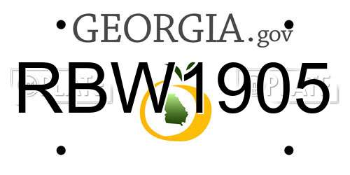 RBW1905 Georgia License Plate