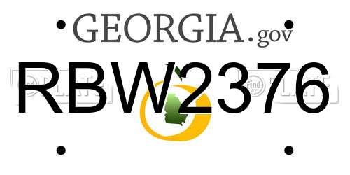 RBW2376 Georgia License Plate