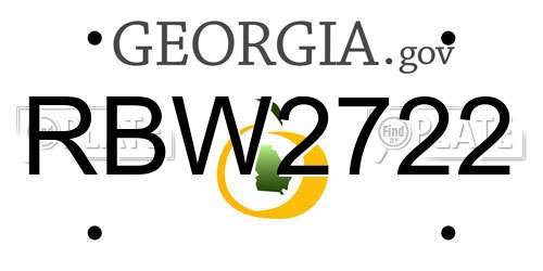 RBW2722 Georgia License Plate